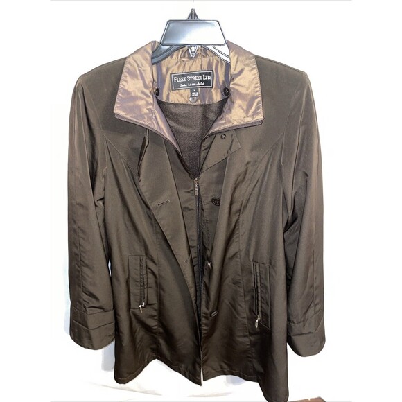 Fleet Street Ltd. Women’s Full Zip Trench Coat Size Medium Brown Going out Party - Picture 1 of 12